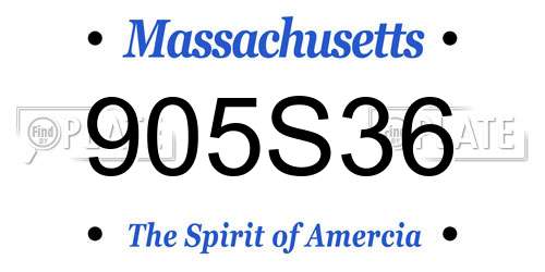 905S36 Massachusetts License Plate