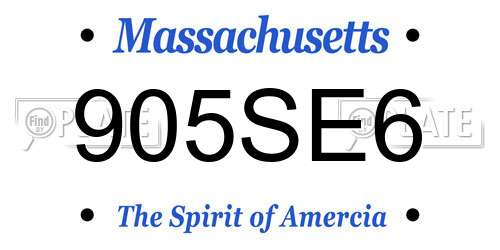905SE6 Massachusetts License Plate