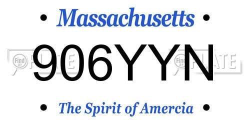 906YYN Massachusetts License Plate