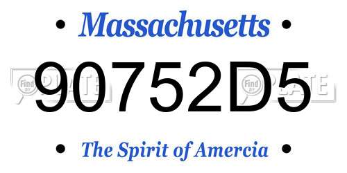 90752D5 Massachusetts License Plate