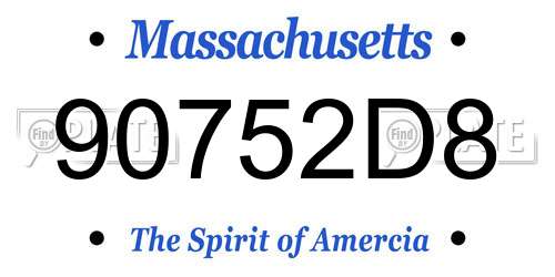 90752D8 Massachusetts License Plate