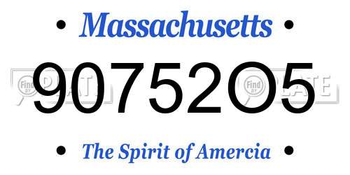 90752O5 Massachusetts License Plate