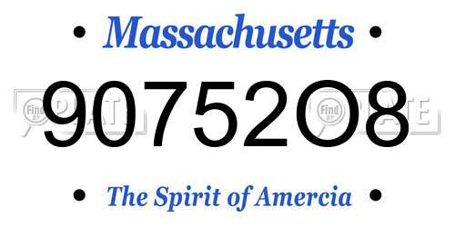 90752O8 Massachusetts License Plate