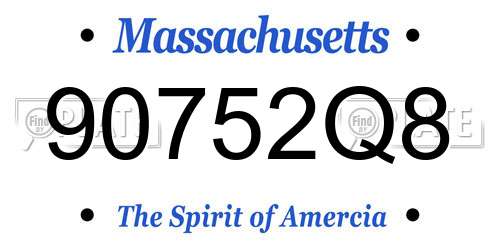 90752Q8 Massachusetts License Plate