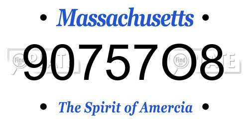 90757O8 Massachusetts License Plate