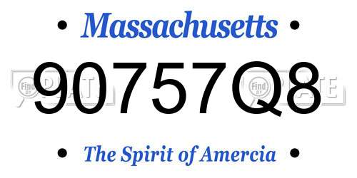 90757Q8 Massachusetts License Plate
