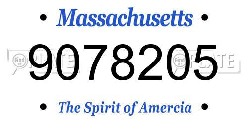 9078205 Massachusetts License Plate