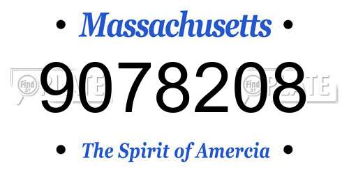 9078208 Massachusetts License Plate