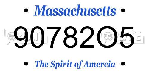 90782O5 Massachusetts License Plate