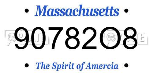 90782O8 Massachusetts License Plate