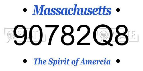 90782Q8 Massachusetts License Plate