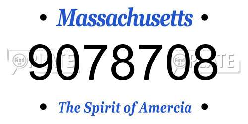 9078708 Massachusetts License Plate
