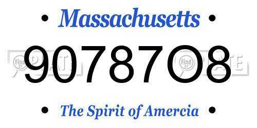 90787O8 Massachusetts License Plate