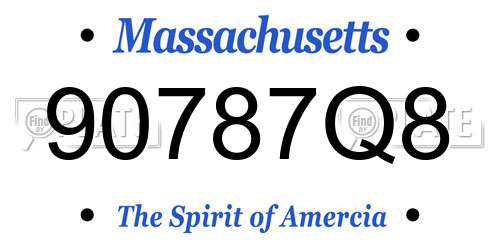 90787Q8 Massachusetts License Plate
