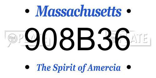 908B36 Massachusetts License Plate