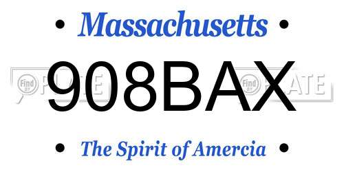 908BAX Massachusetts License Plate