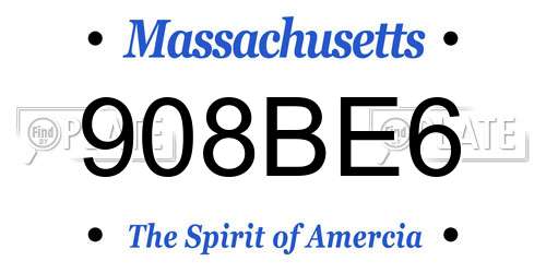 908BE6 Massachusetts License Plate