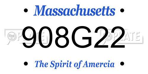 908G22 Massachusetts License Plate