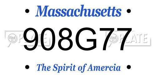 908G77 Massachusetts License Plate