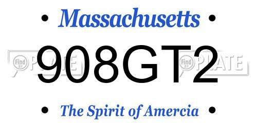 908GT2 Massachusetts License Plate