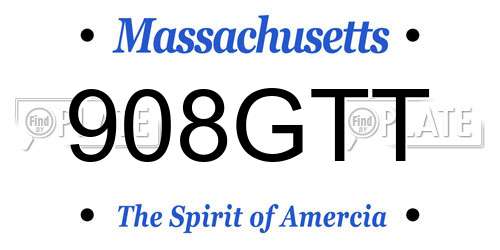 908GTT Massachusetts License Plate