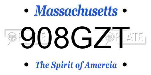 908GZT Massachusetts License Plate