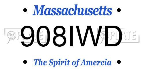 908IWD Massachusetts License Plate