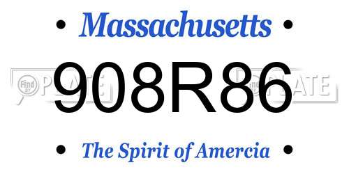 908R86 Massachusetts License Plate