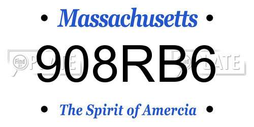 908RB6 Massachusetts License Plate