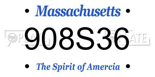 908S36 Massachusetts License Plate
