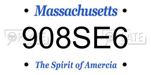 908SE6 Massachusetts License Plate