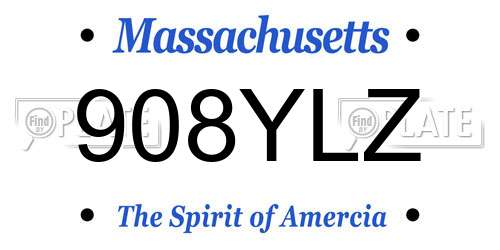 908YLZ Massachusetts License Plate