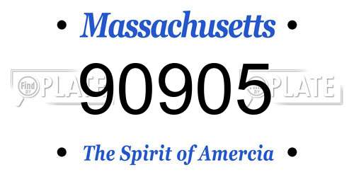 90905 Massachusetts License Plate