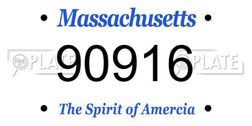 90916 Massachusetts License Plate