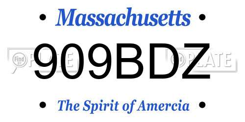 909BDZ Massachusetts License Plate