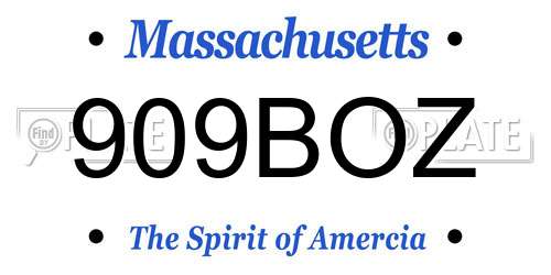 909BOZ Massachusetts License Plate