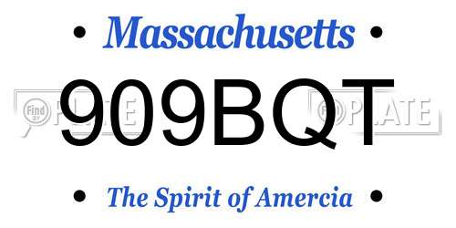 909BQT Massachusetts License Plate