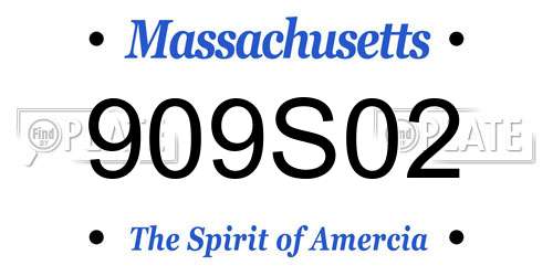 909S02 Massachusetts License Plate