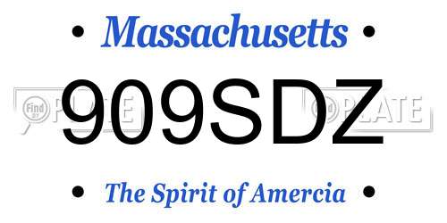 909SDZ Massachusetts License Plate
