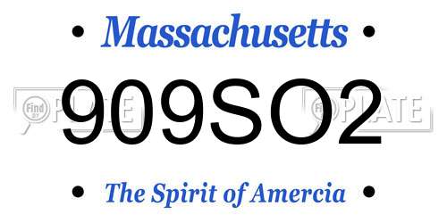 909SO2 Massachusetts License Plate