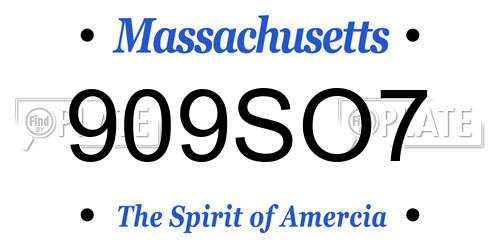 909SO7 Massachusetts License Plate