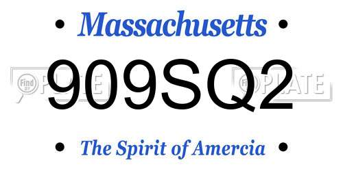909SQ2 Massachusetts License Plate