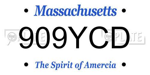 909YCD Massachusetts License Plate