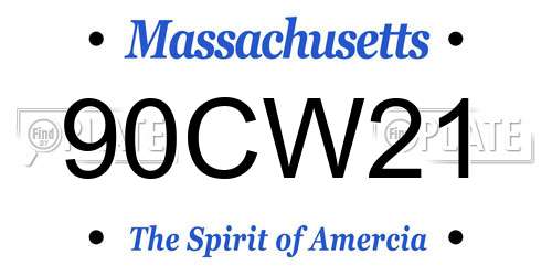 90CW21 Massachusetts License Plate