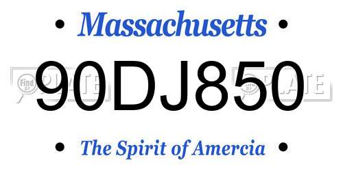 90DJ850 Massachusetts License Plate