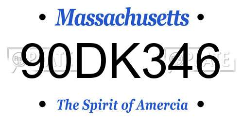 90DK346 Massachusetts License Plate