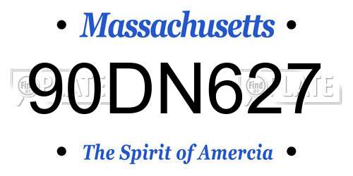 90DN627 Massachusetts License Plate