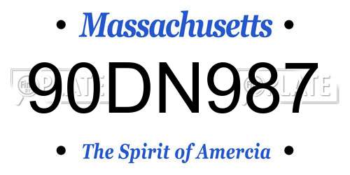 90DN987 Massachusetts License Plate