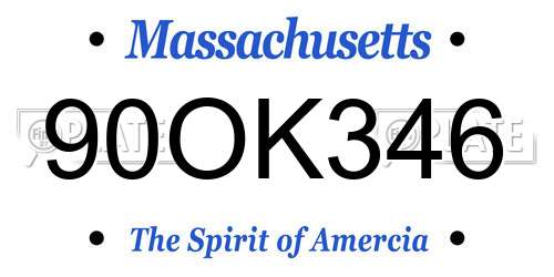 90OK346 Massachusetts License Plate