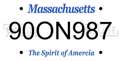 90ON987 Massachusetts License Plate